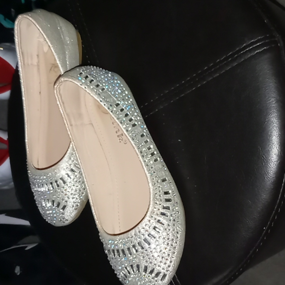 Girls slip on crystal dress shoes